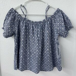 NWT Roommates Navy Floral Off-Shoulder Blouse